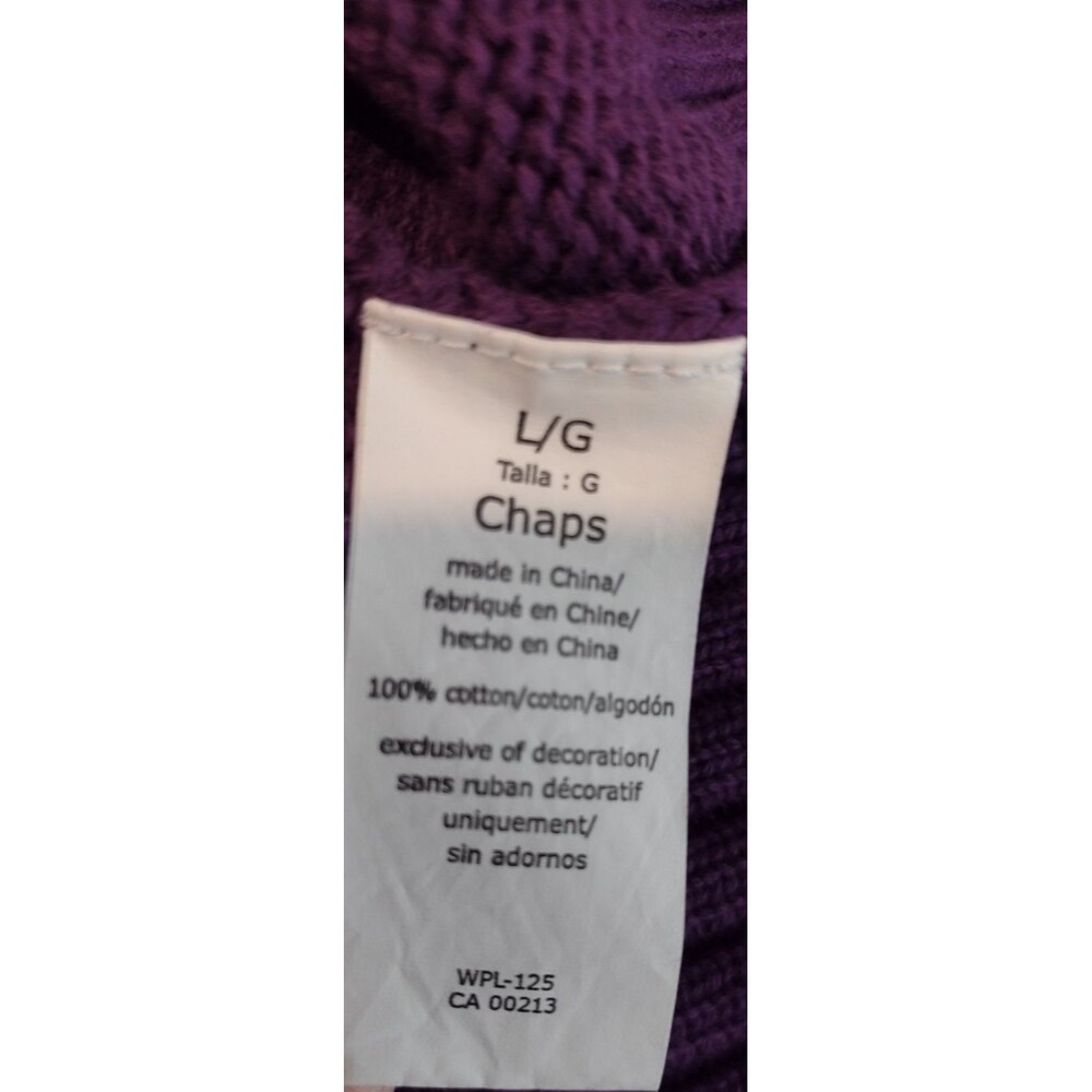 CHAPS Women's Sweater Large Purple 100% Cotton Thick Heavy Preppy - Picture 10 of 10